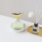 Zerodeko Modern Fishtail Soap Box Ceramic Soap Holder with Draining Tray and Ring Storage for Bathroom Sink and Kitchen Counter 4.72X3.93X3.93 Inches