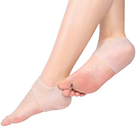 Soft Gel Heel Socks, 4 Types 2pcs Gel Heel Open Toe Socks for Dry Hard Cracked Skin Silicone Moisturizing Day Night Care Skin Foot Sleeves(White)