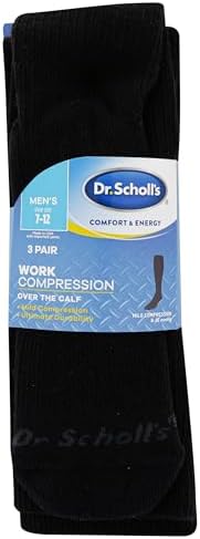 Dr. Scholl's Men's Athletic & Work Compression Over the Calf Socks - 1 & 3 Pair Packs - Fatigue Relief