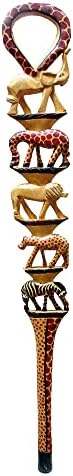 African Wood Decorative Walking Stick (Hand Made in Kenya)