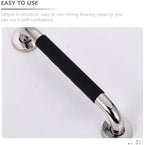 304 Stainless Steel Non-Slip Toilet and Shower Handrail Grab Bars with Silicone Grip, 25-30cm Black, 2pcs Bathroom Safety Handrails for Elderly and Disabled Users