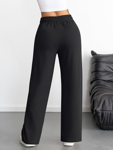 ATHMILE Women's Wide Leg Sweatpants High Waisted Baggy Interior Drawstring Joggers Straight Leg Sweat Pants with Pockets