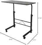Side Table with Wheels,Snack Side Table with Castors Mobile End Table Height Adjustable Computer Stand Portable Workstation Snack Tables for Bed and Sofa Laptop (S, with Baffle, Black C)