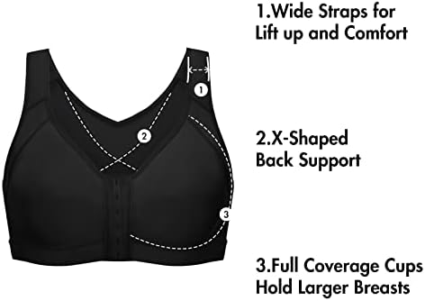 DELIMIRA Women's Full Coverage Front Closure Wire Free Back Support Posture Bra