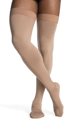 SIGVARIS Men’s DYNAVEN Closed Toe Thigh-Highs w/Grip-Top 30-40mmHg - Large Long - Black