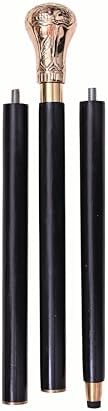 Replica of Bat Masterson Walking Cane Wooden Walking Stick Handmade Brass Knob Handle Walking Cane for Men and Women, Black and Gold 37.5 Inch