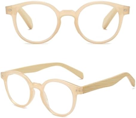 Wood Reading Glasses Round Wood Look Readers Men Women Bamboo Temples Retro Oval Eyeglasses for Reading