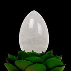 Justinstones Natural White Clear Quartz Gemstone Egg Crystal Healing Chakra Meditation Home Office Decor Stone with Stone Stand