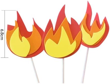 Fire Truck Cake Topper,Fire Cake Pick Fire Flame Cake Decorations for Firefighter Theme Kids' Birthday Pentecost Party Supplies