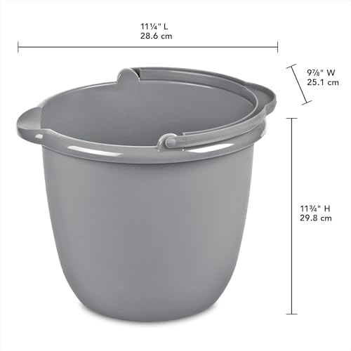 10 Qt. Spout Pail Classic Titanium,Plastic Utility Bucket with Comfortable Handle, Durable Multi-Purpose Pail for Household Cleaning & Storage