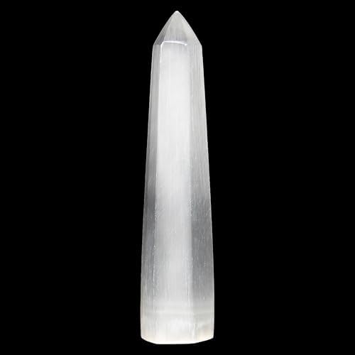 Selenite Crystal Wand-1 Pc 5.1"-5.5" Natural Selenite Crystal Wands, Healing Crystal and Stones, Natural Stone Tower, Gift Box Packaging