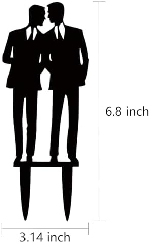 Mr & Mr Gay Weddig Cake Topper Black Acrylic Wedding Decoration Aniversary Party Engagement Gift for Gay Couple, Men Anniversary