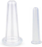 4 Pieces Facial Cupping Therapy Set Anti Cellulite, Silicone Vacuum Cupping Cups for Face and Eye Cupping Massage Manual Back Massagers (2 Small + 2 Large) (Transparent 2PCS)