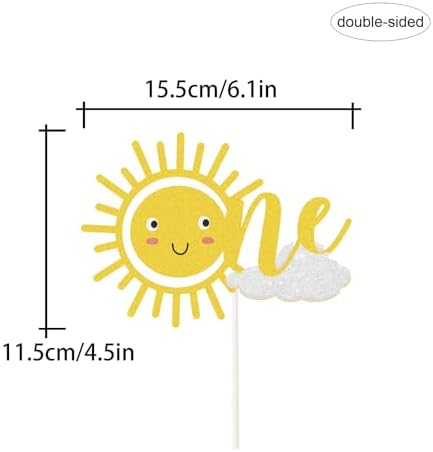 Sun One Cake Topper for Baby 1st Birthday,You Are My Sunshine Cake Topper,Gold Glitter Sunshine First Anniversary Shower Topper.