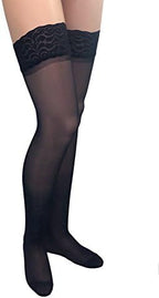 ITA-MED Sheer Thigh Highs Compression (20-22 mmHg), Black, Small, 3 Count