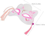 3pcs Japanese Half-face Cat Fox Masks for Women, Hand-painted Lightweight Cosplay Props for Masquerade, Halloween, and Party Dress-up