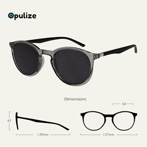 OPULIZE MET Reading SunGlasses for Women Men, Large Frame with UV400 Protection, Grey,Clear +1 (Pack of 2)