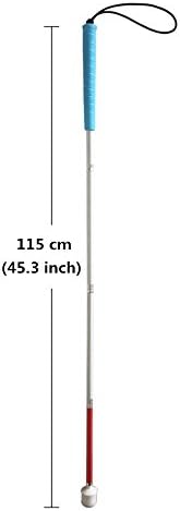 Aluminum Mobility Folding White Cane for Vision Impaired and Blind People (Folds Down 4 Sections) (115 cm (45.3 inch), Blue Handle)