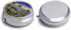Texas Bluebonnets Scenery Pill Case with 3 Compartments Round Pill Box Cute Travel Pills Container Mini Pills Organizer Pocket Mini Medicine Storage for Storing Vitamins Supplements