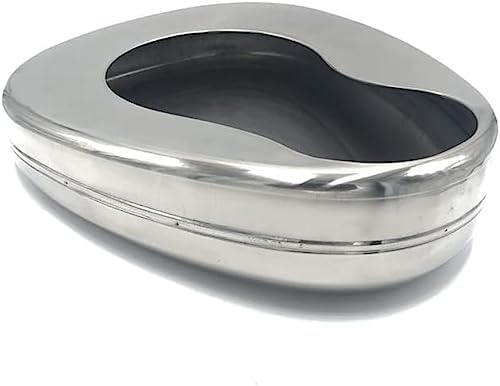 Stainless Steel Bedpan Bed Toilet Bowl with Lid Bedridden Patients Men Elderly Home Device
