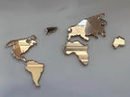 World Map Cake Topper Charm - Golden Acrylic Travel Theme Cake - World Map Cake Decor for Travel Theme, Gap year, Honeymoon - Continents Cake Decoration