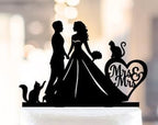Lesbian Cats Cake topper,Lesbian wedding cake topper,Lesbian silhouette topper with 2 cats,Two Brides Cake Topper,MRS and MRS topper cake,Celebration Party Cake Decoration Supplies.