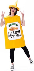 Seasons Mustard Costume Ketchup Cosplay Halloween Costume for Adult One Size (Yellow Mustard)