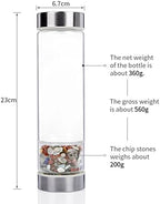 Natural Crystal Water Bottle Reusable Gem Glass Water Bottle for Making Natural Quartz Crystal Elixir Infused Gemwater Bottle Crystal Point Energy Water Bottle 550Ml (Color : Lapis Lazuli)