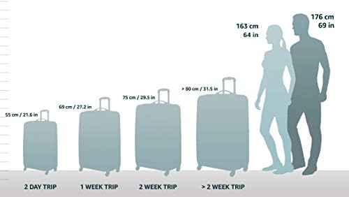 Samsonite Omni PC Hardside Expandable Luggage with Spinner Wheels, Caribbean Blue, Checked-Medium 24-Inch