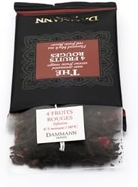 Dammann Freres Sachets, Quatre Fruits Rouges Tea Bags, Premium Gourmet French Black Tea, Blend Strawberry, Cherry, Raspberry, Red Currant Flavors, Individually Wrapped, 24 Count (Single Pack)