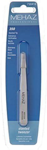 Mehaz Professional Slanted Tweezer MS350 Durable Stainless Steel With Slanted Tips For Precision Gripping In Eyebrow Shaping And Unwanted Body Hair Removal - 3.8 inches
