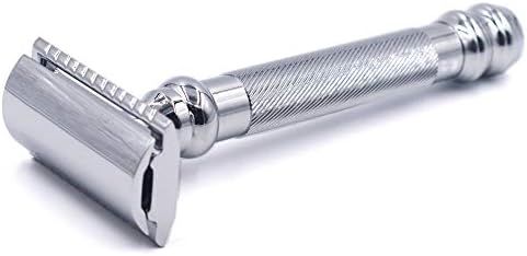 Parker 98R Heavyweight 3-Piece Double Edge Safety Razor – Long Handle, Closed Comb Design for Smooth Wet Shaving, Includes 5 Platinum Blades – Iconic Brand in Traditional Shaving