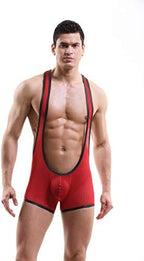 Swbreety Men's One-Piece Mesh Bodysuit Jockstrap Wrestling Singlet Underwear