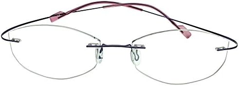Rimless Computer Reading Glasses Womens Ladies Red Purple Color Readers
