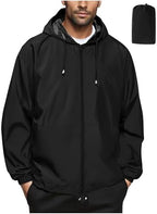 Men's Packable Rain Jacket Lightweight Running Waterproof Raincoat with Hood Outdoor Travel Hiking Cycling Windbreaker
