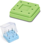 2 Pcs Dental Bur Block Silicone Square Magnetic Autoclavable 8 Capacity for Dental Lab Burs Holder Block (Neon Green)