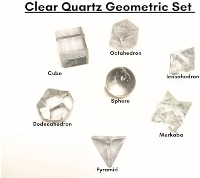 Jet International Women's Wow A++ Crystal Quartz 7 Stones Sacred Geometry Sets Gemstone Platonic Solid Top Grade Quality Merkaba Star W/ Velvet Pouch Attractive Cleansing Life Vitality Healing Chakra