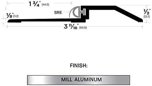 Mill Aluminum High Rabbeted Threshold/Saddle with Solid Rubber Extrusion (3465MA), FH #10 x 1-1/2'' Supplied, (3-11/16'' W x 1/2'' H x 72'' L)