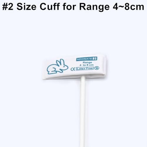 5PCS Disposable Veterinary Blood Pressure Cuff with BP 12 Connector for Animal, 4-8 cm Single Tube Replacement NIBP Neonate Cuff, #2 Size