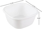 3 Pack 16 Quart Square Deep Kitchen Plastic Wash Basin, Plastic Dish Pans for Washing Dishes, White