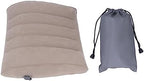 Flocking Inflatable Lumbar Pillow, Portable Inflatable Lumbar Support Pillow for Car Office Travel Gray with PVC Storage Bag