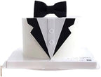 10 Sets Creative Suit Bow Cake Toppers Father's Day Theme Party EVA Cake Insert Topper Decorations for Dad Birthday Party Supplies, Black and White