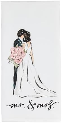 Mud Pie Mr and Mrs Cotton Hand Towel; 26" x 16 1/2"