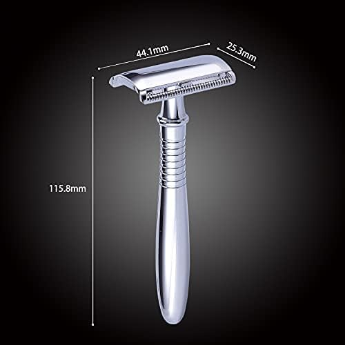 BAILI Classic 3-Piece Metal Double Edge Eco Safety Razor Long Handle Wet Shaving Kit for Men Women with 5 Platinum Blades BD191