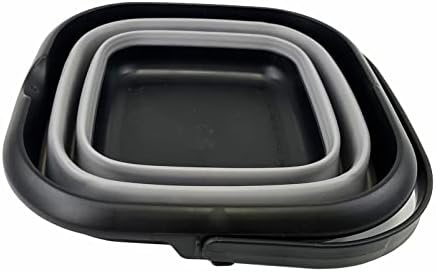SAMMART 8.5L (2.2 Gallon) Collapsible Square Handy Bucket/Foldable SquareWater Pail/Portable Tub with Handle. Size 31cm (Square) (Black/Alloy Grey)