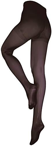 NuVein Compression Pantyhose, 15-20 mmHg Support, Women's Sheer Nylon Hosiery Tights, Closed Toe, Black, Queen Plus