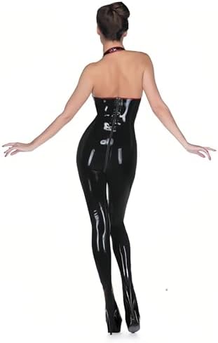Sexy Full Body Womens Latex Catsuit With Crotch Zipper Customized