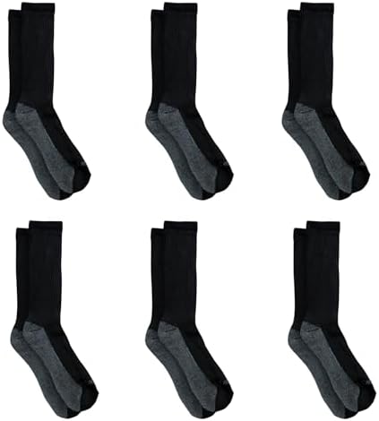Dickies Men's Dri-Tech Original Moisture Control Crew Socks, Available in M-XXL (6, 12, 18 Pairs)