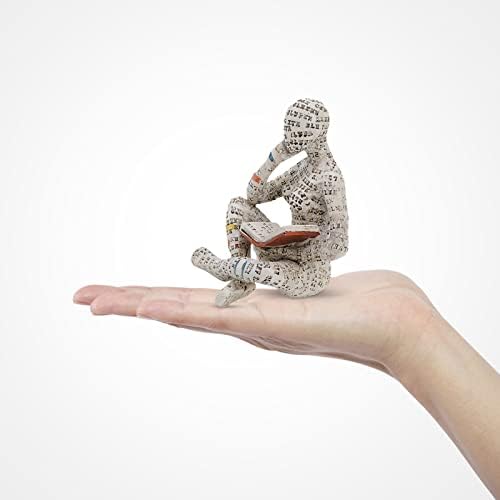 Pilipane Reading Women Figurine Made of Resin and Pulp, Modern Abstract Thinker Statue for Home Decor, Office Decor, Living Room Shelf Desk Table Accent, Thoughtful Gift for Bookworms (Grey)