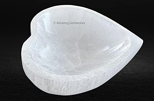 Amazing Gemstone Heart Selenite Bowl - 4" Charging Plate for Crystals & Gemstones